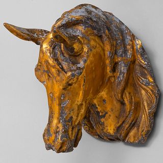 Zinc and Parcel-Gilt Horse Head Trade Sign