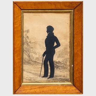 Auguste Edouart (1789-1861): Silhouette of a Gentleman with Cane