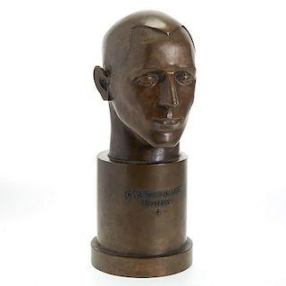 Art Deco bronze MIT laboratory headform