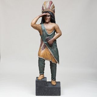 Painted Wood Model of a Native American Chief