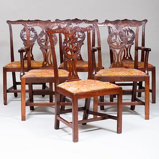 Assembled Set of George III Carved Mahogany Side Chairs