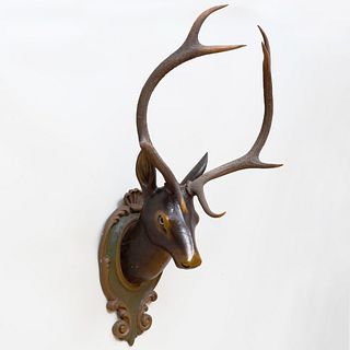 Austrian Painted Model of a Deer with Antlers