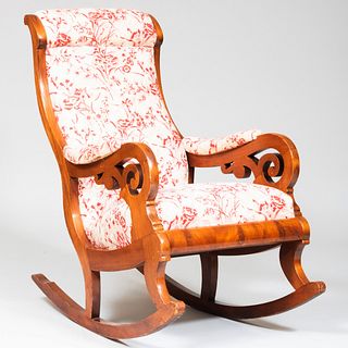 Victorian Mahogany Upholstered Rocking Chair
