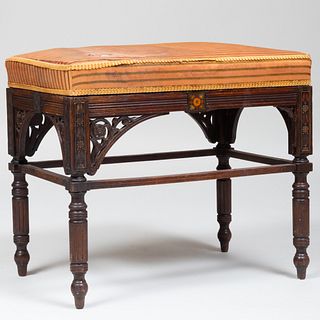 Aesthetic Movement Metal Inlaid Rosewood Bench, Attributed to Pottier & Stymus