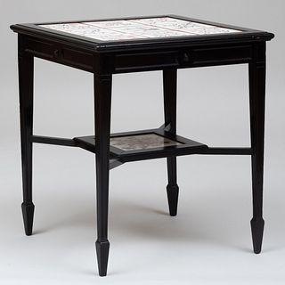 English Aesthetic Movement Ebonized Side Table Inlaid with Tiles, Attributed to E. W. Godwin