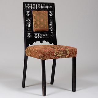 English Ebonized and Upholstered Side Chair, Attributed to Liberty and Co.