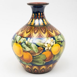 Doulton Lambeth Painted Vase Oranges