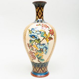 Doulton Lambeth Faience Vase Decorated with Flowering Branches