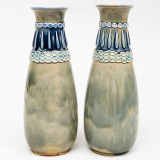 Pair of Royal Doulton Glazed Pottery Vases