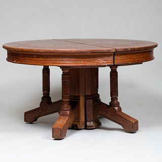 Aesthetic Movement Oak Dining Table, Stamped Herter Brothers