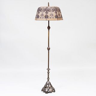 American Brass  Floor Lamp with a Stenciled Shade