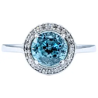 Superb Blue Zircon & Diamond Ring