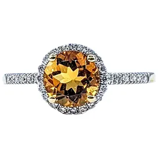 Golden Citrine & Diamond Dress Ring
