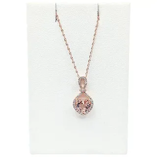 Charming Heart Cut Morganite & Diamond Pendant Necklace