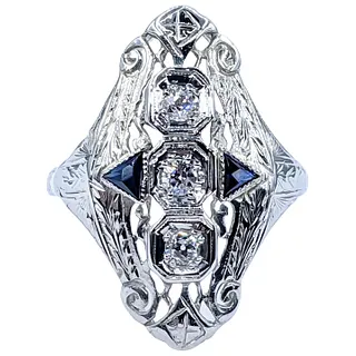 Remarkable Art Deco Diamond Navette Ring