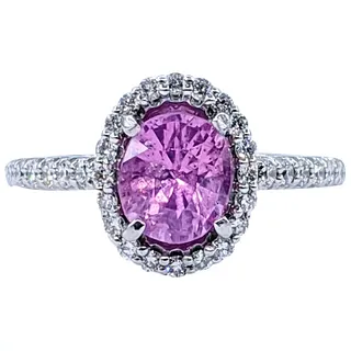 Vivid Pink Sapphire & Diamond Cocktail Ring