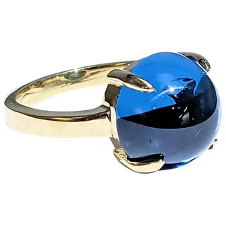 Sumptuous Cabochon Blue Topaz Cocktail Ring - 18K Gold
