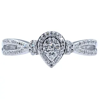 Lovely Diamond & Solid White Gold Dress Ring