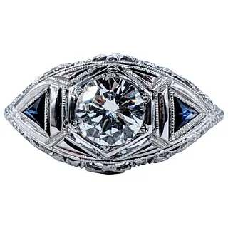 Splendid Art Deco Diamond & Sapphire Ring