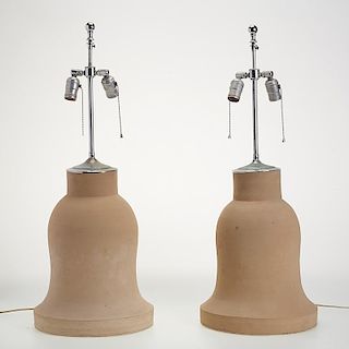 Pair Benjamin Hubert style ceramic table lamps