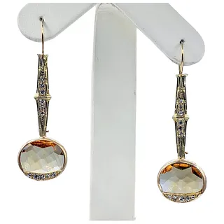 Beautiful Antique Topaz & Diamond Drop Earrings