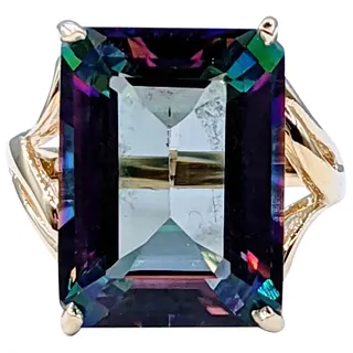 Colorful Mystic Topaz & Solid Gold Cocktail Ring