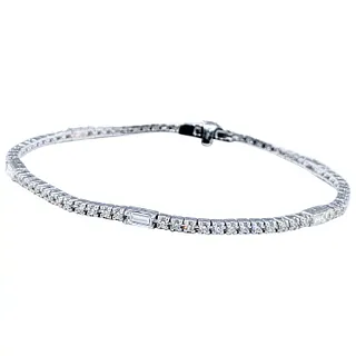 Stunning Baguette & Brilliant Cut Diamond Tennis Bracelet