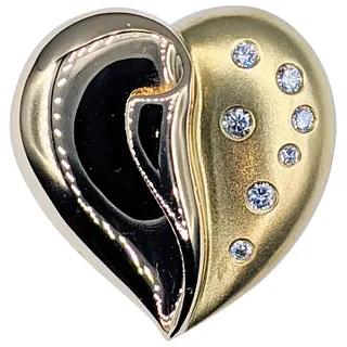 Lovely Diamond & Solid Gold Heart Slide Pendant