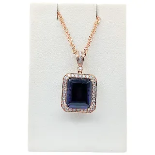 Richly Colored Amethyst, Diamond & Rose Gold Pendant Necklace