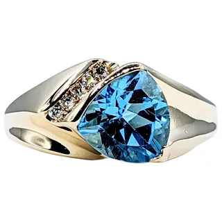 Contemporary Blue Topaz & Diamond Fashion Ring