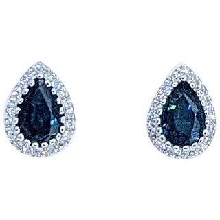 Terrific Teardrop Sapphire & Diamond Halo Stud Earrings