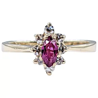 Simple Marquise Cut Ruby & Diamond Ring