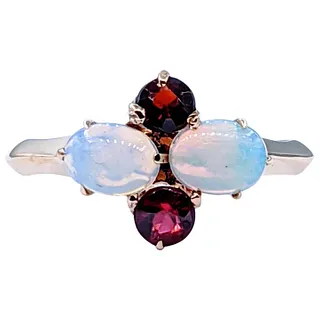 Simple & Colorful Opal & Garnet Ring