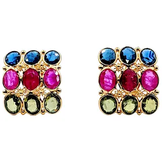 Fabulous Ruby, Sapphire & Peridot Earrings