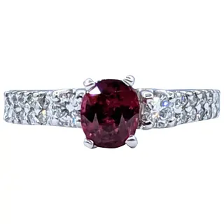 Radiant Rhodolite Garnet & Diamond Ring