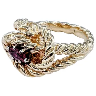 Ruby & Solid Gold Knot / Twist Ring