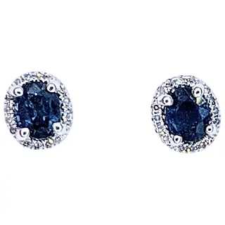 Classy Sapphire & Diamond Halo Stud Earrings