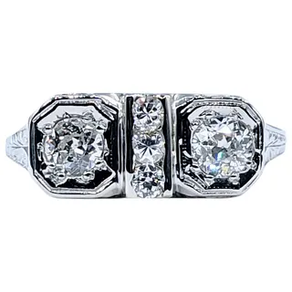 Antique Art Deco Diamond Twin Stone Ring