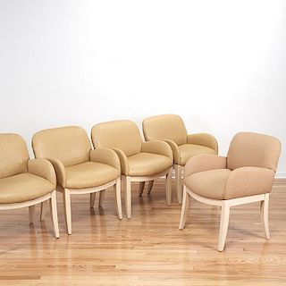 Set (6) Contemporary beige lacquered armchairs