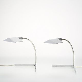 Pair Cedric Hartman chromed steel table lamps
