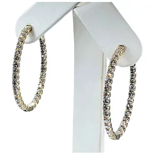 Large Diamond Inside / Outside Hoop Earrings - 5 Carats