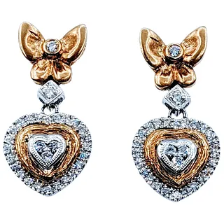 Lovely Sculpted 18K Gold and Diamond Earrings