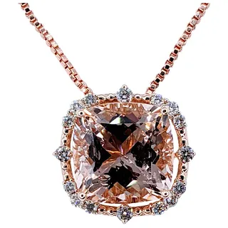 Enchanting Morganite & Diamond Pendant Necklace