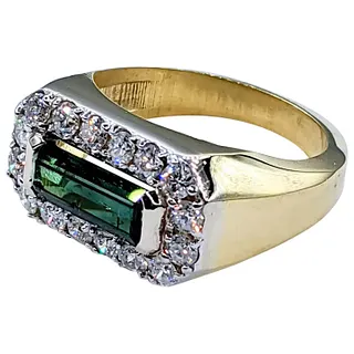 Handsome Green Tourmaline & Diamond Dress Ring