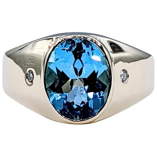 Electric Blue Topaz & Diamond Cocktail Ring
