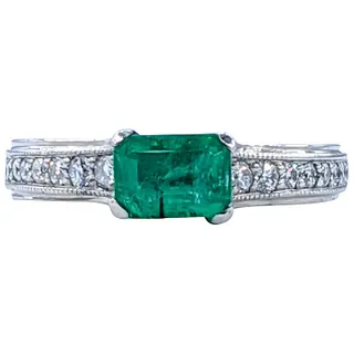 Beautiful Emerald, Diamond & Palladium Ring