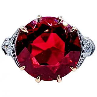 Fabulous Diamond, Gold & Synthetic Ruby Cocktail Ring