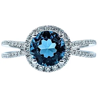 Elegant London Blue Topaz & Diamond Dress Ring
