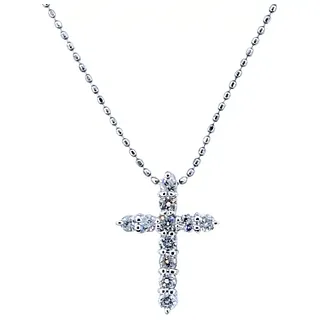 Sparkling Diamond & Platinum Cross Pendant Necklace
