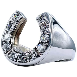 Impressive Diamond & 14K White Gold Horseshoe Ring